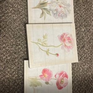 Floral canvas wall decor set of three